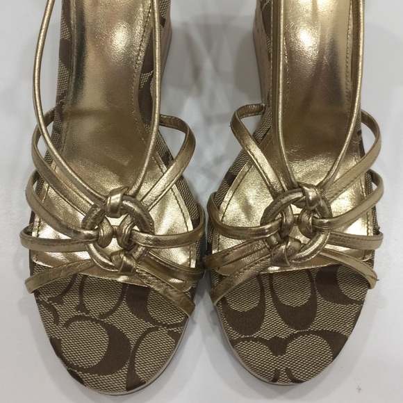 NWOT Coach Gold Wedge Sandals - Picture 5 of 8